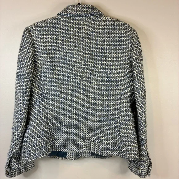 Classic Talbots Teal Tweed Wool-Blend Blazer — Size 14 - Picture 6 of 10